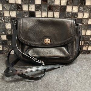 Coach black leather crossbody purse